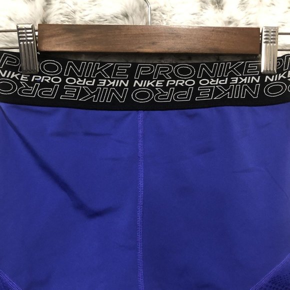 Nike Pro Crossover Waistband Shorts Womens Sz Small Blue Stretch Activewear - Picture 7 of 11
